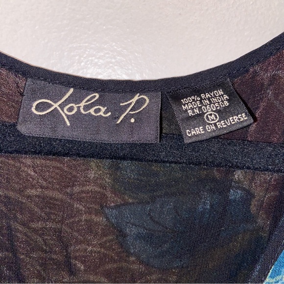 Vintage Lola P Dress Womens Medium Boho Grunge Maxi Floral Hippie Whimsigoth Art - Picture 11 of 11